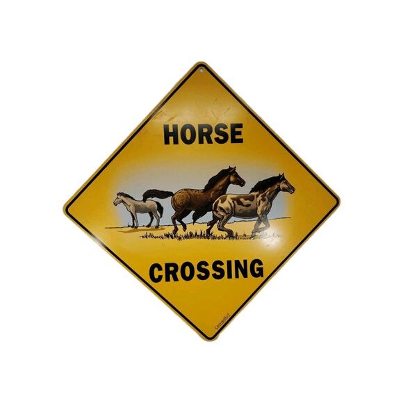 Horse Crossing Sign Yellow Caution Crosswalks Atlas Screen Printing 12" x 12" - Picture 1 of 10
